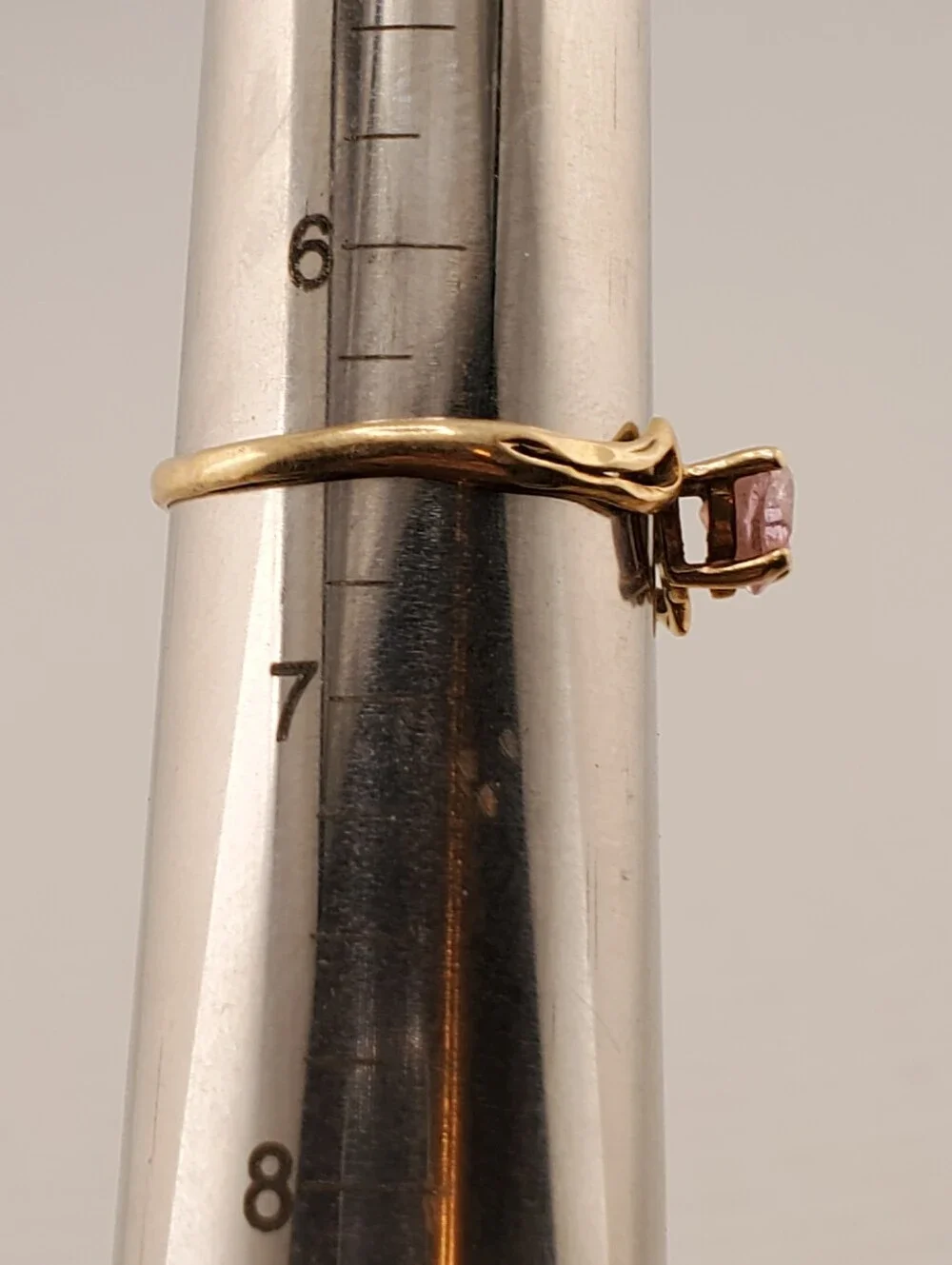 10k Gold Heart Pink Zircon Ring 6.5